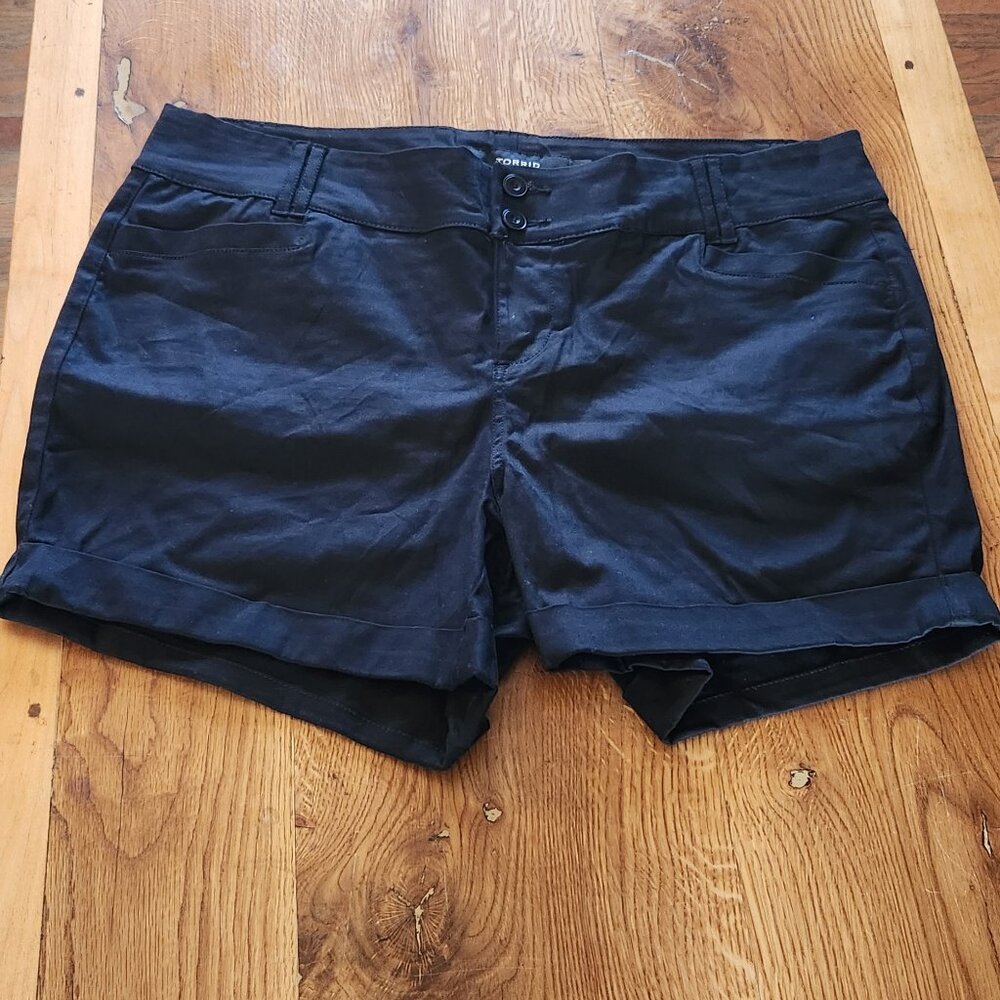 Torrid Cuffed Twill Shorts Deep Black